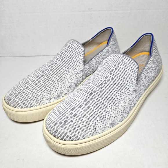 Rothy's Opal Python Sz 8.5 White & Gray Print Slip On Sneakers Retired Tennis - Picture 1 of 10